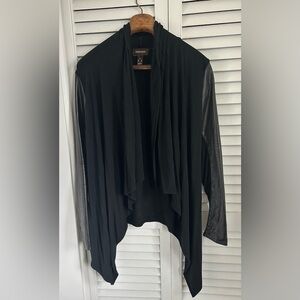 Danier Leather Waterfall Cardigan with Leather Sleeves